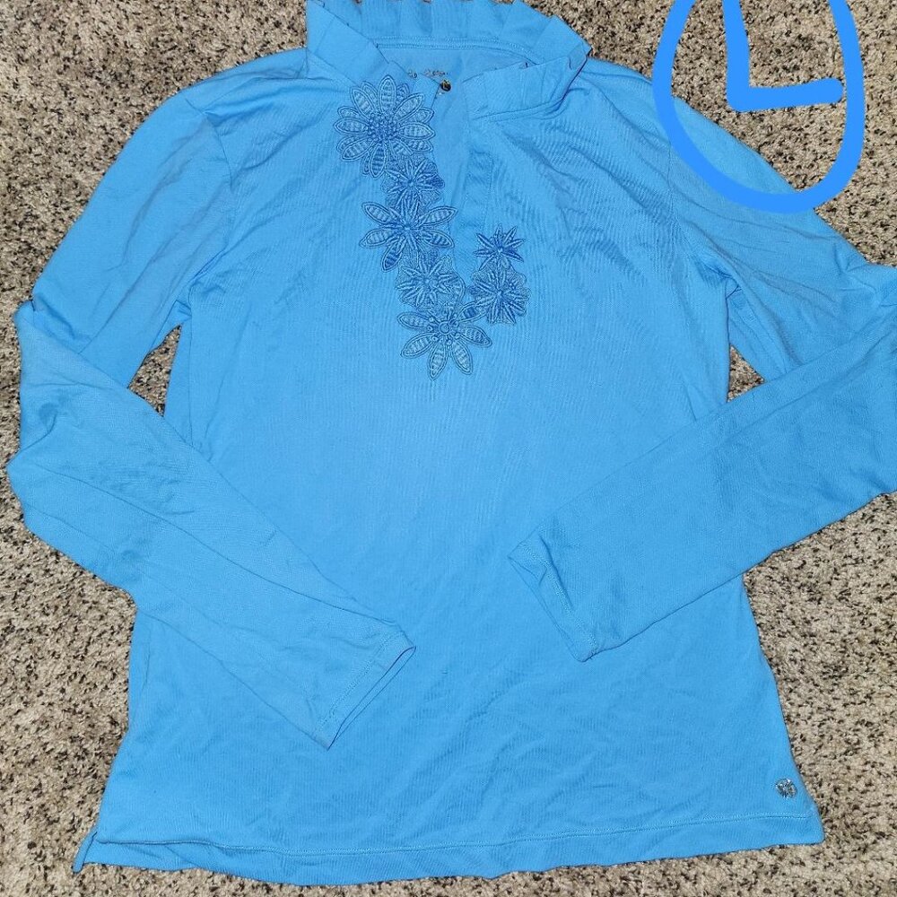 LILLY PULITZER blue Luxletic pullover WOMEN'S size LARGE